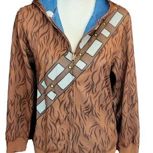 STAR WARS Chewbacca Porg Lined Hoodie Jacket Full Zip Youth Size Large